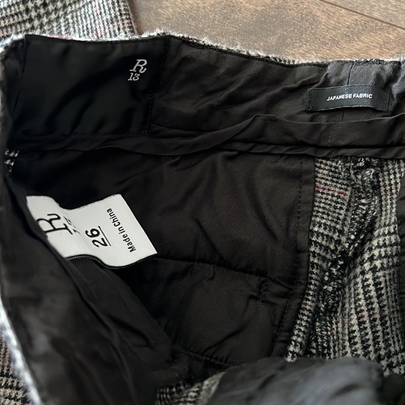 R13 Colleen Prince Of Wales Checked Straight Leg Pants US26 - Picture 4 of 5